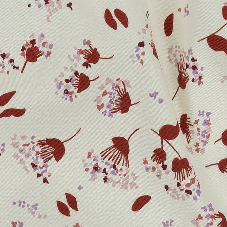 Stretch Cotton Twill Print - Rust and White Dandelion Floral - Mood Exclusive Feeling Dandy