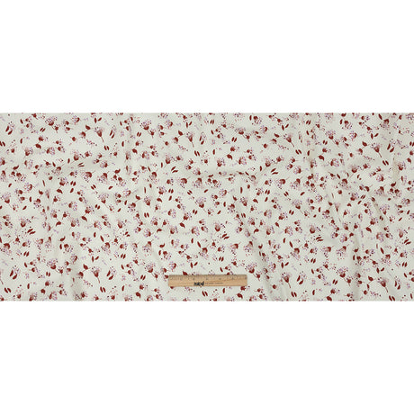 Stretch Cotton Twill Print - Rust and White Dandelion Floral - Mood Exclusive Feeling Dandy