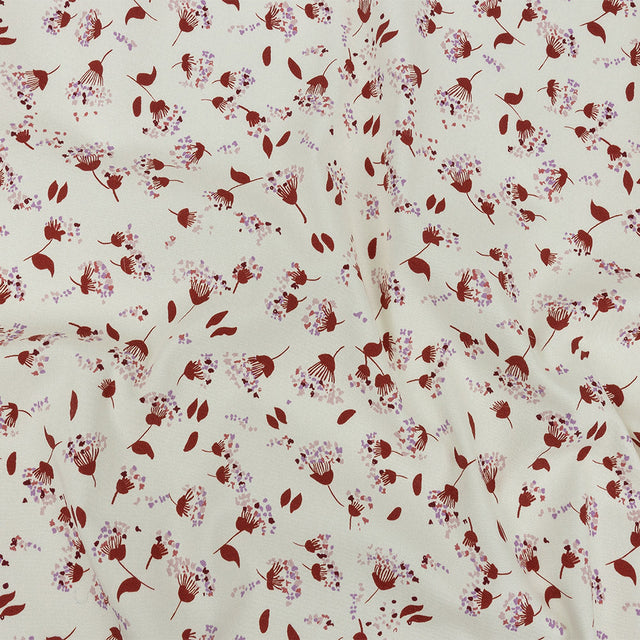 Stretch Cotton Twill Print - Rust and White Dandelion Floral - Mood Exclusive Feeling Dandy
