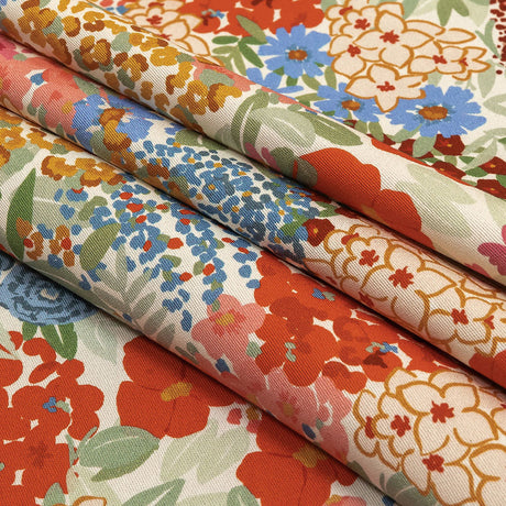 Stretch Cotton Twill Print - Tangerine Floral - Mood Exclusive Bunches o' Blooms