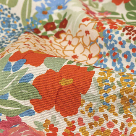 Stretch Cotton Twill Print - Tangerine Floral - Mood Exclusive Bunches o' Blooms
