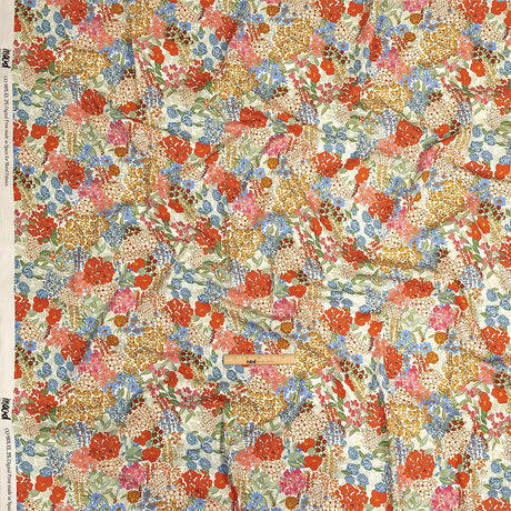Stretch Cotton Twill Print - Tangerine Floral - Mood Exclusive Bunches o' Blooms