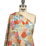 Stretch Cotton Twill Print - Tangerine Floral - Mood Exclusive Bunches o' Blooms