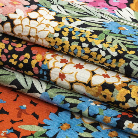 Cotton Stretch Twill Print - Black Floral - Mood Exclusive Bunches 0' Blooms