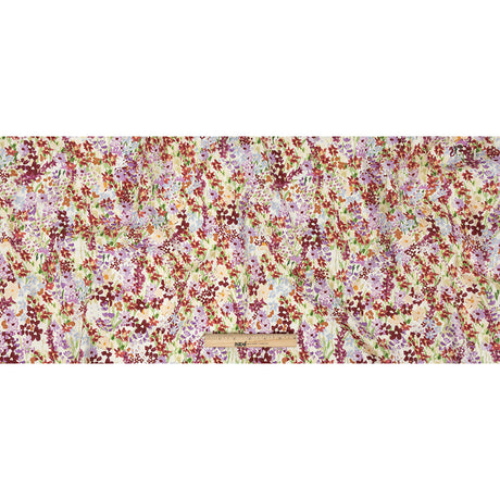 Stretch Cotton Twill Print - Off-White and Purple Floral - Mood Exclusive Wildflowers Willing