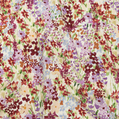 Stretch Cotton Twill Print - Off-White and Purple Floral - Mood Exclusive Wildflowers Willing