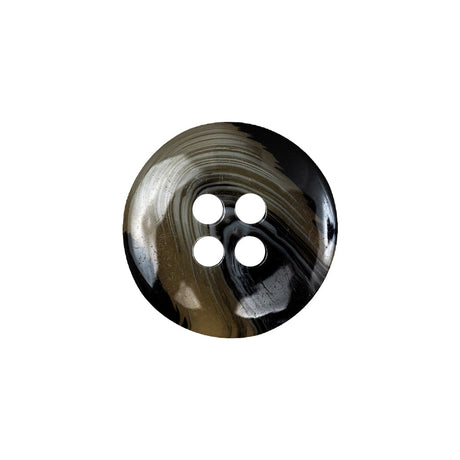Translucent Teak, White and Tap Shoe 4-Hole Swirl Saucer Button - 30L/19mm