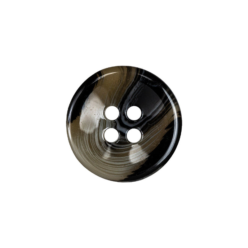Translucent Teak, White and Tap Shoe 4-Hole Swirl Saucer Button - 30L/19mm