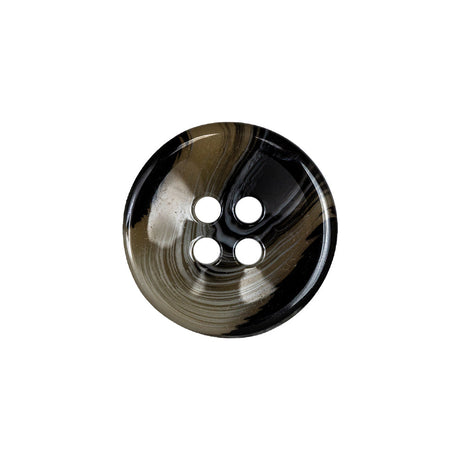 Translucent Teak, White and Tap Shoe 4-Hole Swirl Saucer Button - 30L/19mm
