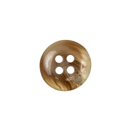 Chestnut and Beige Swirl Translucent 4-Hole Low Convex Top Plastic Button - 24L/15mm