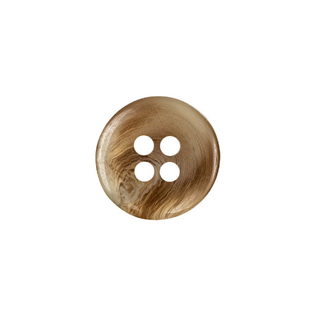 Chestnut and Beige Swirl Translucent 4-Hole Low Convex Top Plastic Button - 24L/15mm