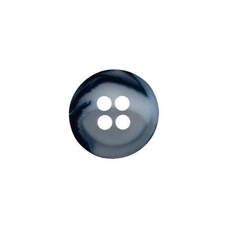 Blue Depths and Milky White Translucent Swirl 4-Hole Plastic Button - 24L/15mm