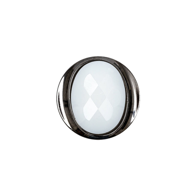 White and Gunmetal 2-Piece Faceted Shank Back Button - 30L/19mm