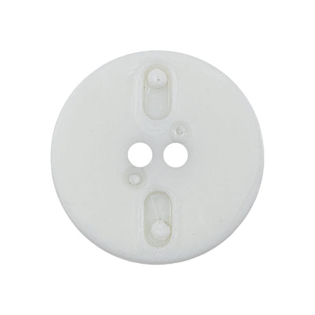 White Shiny Two-Hole Button with Matte Textured Concaving Rim - 44L/28mm
