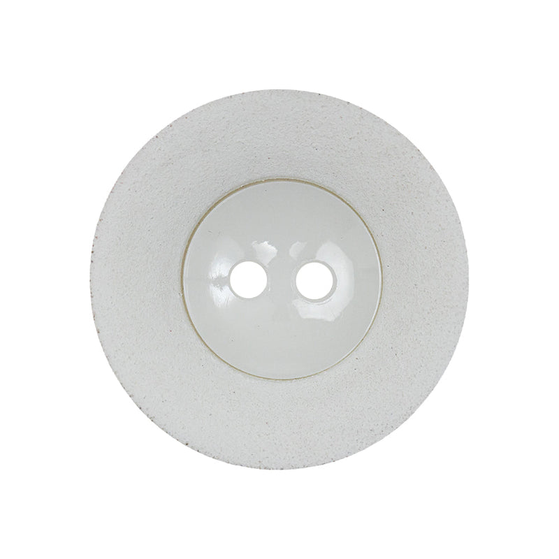 White Shiny Two-Hole Button with Matte Textured Concaving Rim - 44L/28mm