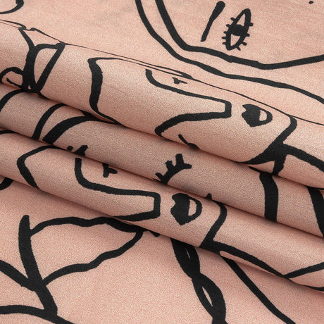 Cotton Poplin - Light Pink Linework Faces - Un dia en Andorra Print - Mood Exclusive Felipe Collection