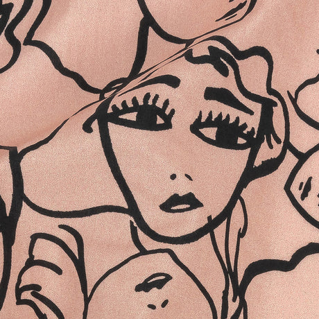 Cotton Poplin - Light Pink Linework Faces - Un dia en Andorra Print - Mood Exclusive Felipe Collection