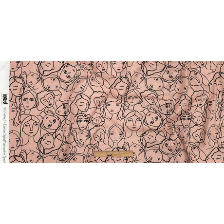 Cotton Poplin - Light Pink Linework Faces - Un dia en Andorra Print - Mood Exclusive Felipe Collection