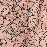 Cotton Poplin - Light Pink Linework Faces - Un dia en Andorra Print - Mood Exclusive Felipe Collection