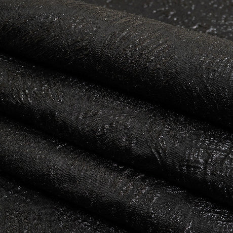 Metallic Black Abstract Hatching Luxury Brocade