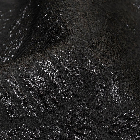 Metallic Black Abstract Hatching Luxury Brocade