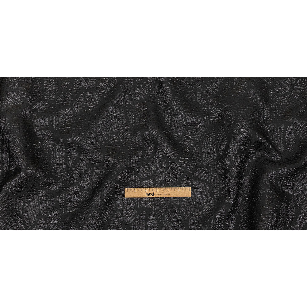 Metallic Black Abstract Hatching Luxury Brocade