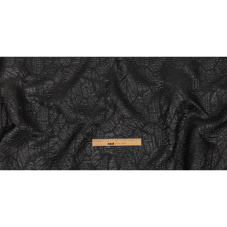 Metallic Black Abstract Hatching Luxury Brocade