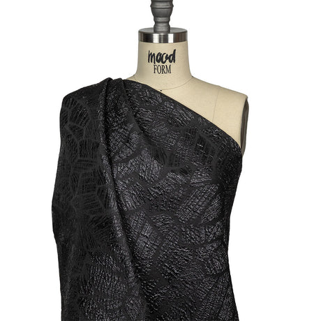 Metallic Black Abstract Hatching Luxury Brocade