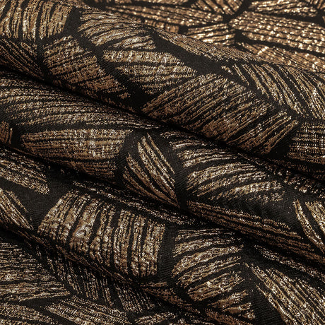 Metallic Gold and Black Abstract Hatching Luxury Brocade