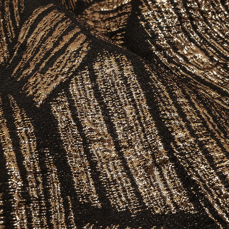 Metallic Gold and Black Abstract Hatching Luxury Brocade