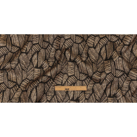 Metallic Gold and Black Abstract Hatching Luxury Brocade