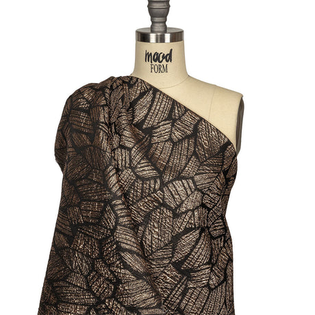 Metallic Gold and Black Abstract Hatching Luxury Brocade