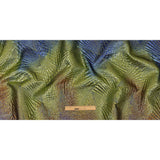 Metallic Copper, Lime and Royal Blue Fanning Rays Luxury Brocade