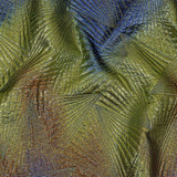 Metallic Copper, Lime and Royal Blue Fanning Rays Luxury Brocade