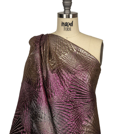 Metallic Purple, Gold and Gray Fanning Rays Luxury Brocade