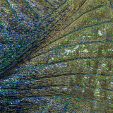 Metallic Royal Blue, Green and Gold Fanning Rays Luxury Brocade