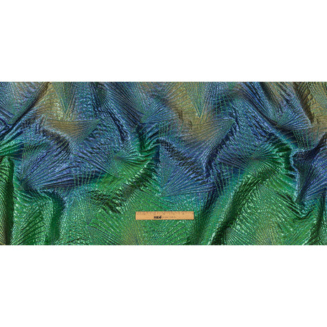 Metallic Royal Blue, Green and Gold Fanning Rays Luxury Brocade