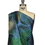Metallic Royal Blue, Green and Gold Fanning Rays Luxury Brocade