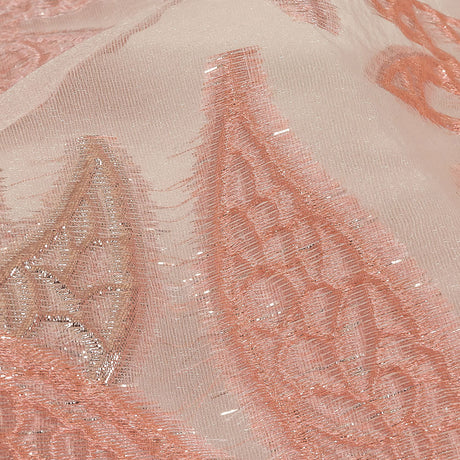 Metallic Silver and Pink Leafy Luxury Burnout Brocade