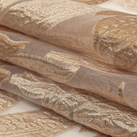 Metallic Gold and Beige Leafy Luxury Burnout Brocade