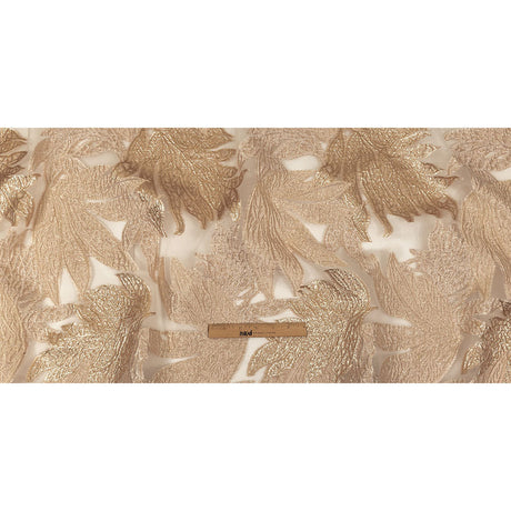 Metallic Gold and Beige Leafy Luxury Burnout Brocade