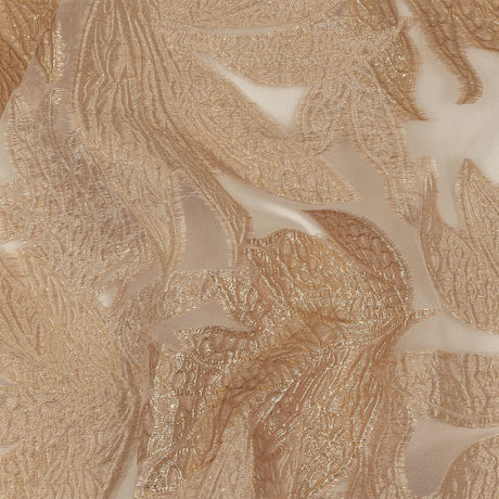Metallic Gold and Beige Leafy Luxury Burnout Brocade