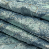 Metallic Silver, Aqua and Country Blue Marbled Luxury Brocade