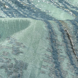 Metallic Silver, Aqua and Country Blue Marbled Luxury Brocade