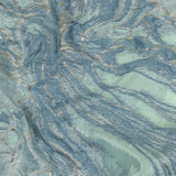 Metallic Silver, Aqua and Country Blue Marbled Luxury Brocade