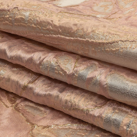 Metallic Cream Pink, Gold and Pale Gray Marbled Luxury Brocade