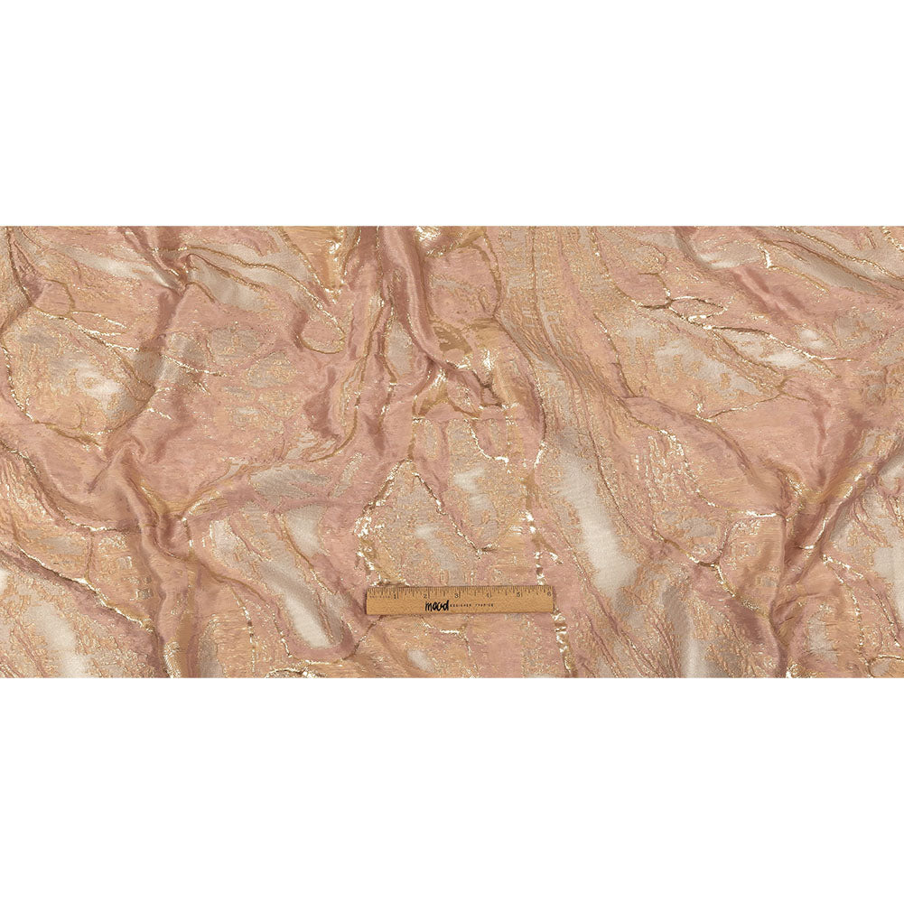 Metallic Cream Pink, Gold and Pale Gray Marbled Luxury Brocade