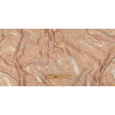 Metallic Cream Pink, Gold and Pale Gray Marbled Luxury Brocade