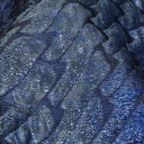Metallic Royal Blue, Silver and Black Abstract Mosaic Luxury Brocade
