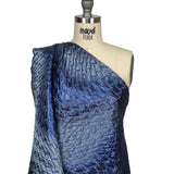 Metallic Royal Blue, Silver and Black Abstract Mosaic Luxury Brocade